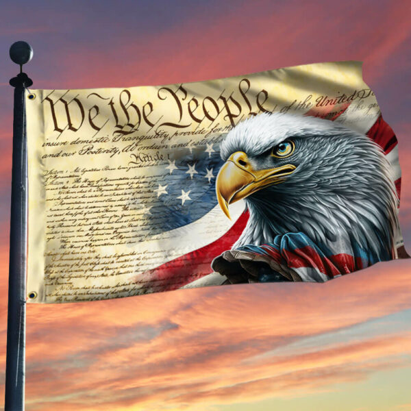 We The People. Patriotic American Eagle Grommet Flag TPT780GF