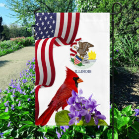Illinois State Cardinal and Violet Flower Flag MLN1141Fv27