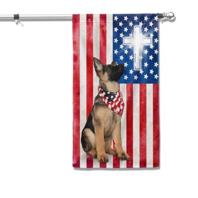 Patriotic German Shepherd Christian Cross American Flag TPT886F