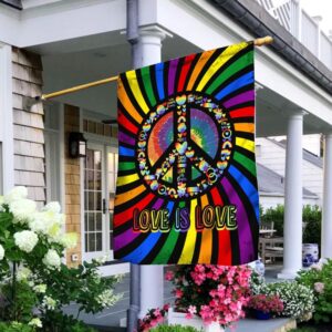 Love Is Love. Peace Sign Hippie LGBT Pride Flag TPT889F