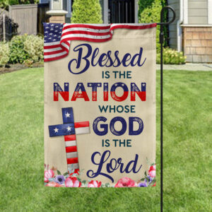 Blessed Is The Nation Whose  God Is The Lord Patriotic American Flag MLN1376F