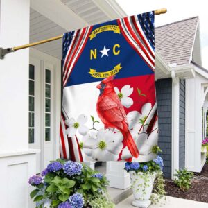 North Carolina Flag With Cardinal and Flowering Dogwood Flag TPT812Fv1