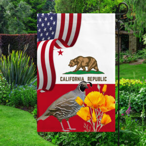 California State California Quail Bird and Golden Poppy Flower Flag MLN1141Fv49