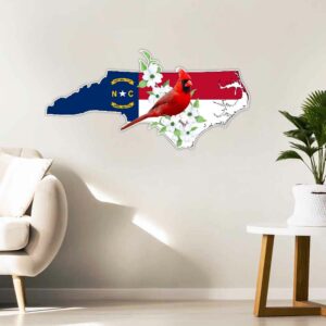 North Carolina State Dogwood Flower and Cardinal Hanging Metal Sign MLN1301MS