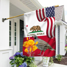 California State California Quail Bird and Golden Poppy Flower Flag MLN1141Fv49