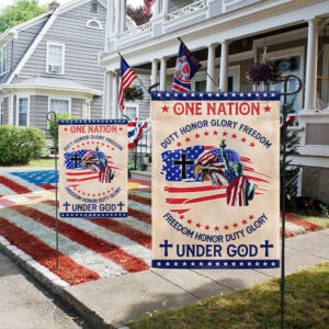 Patriot Eagle One Nation Under God Duty Honor Glory Freedom Flag MLN1429F