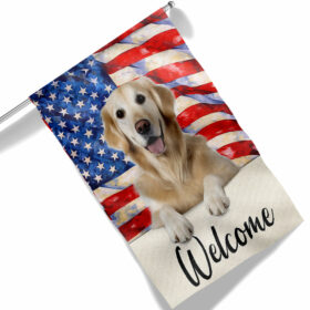 Golden Retriever Dog Welcome American Flag TQN1376F