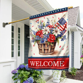 Welcome Floral Patriotic Flower 4th Of July American Flag TQN1348F