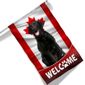 Black Labrador Retriever Dog Welcome Canadian Flag TQN1382F