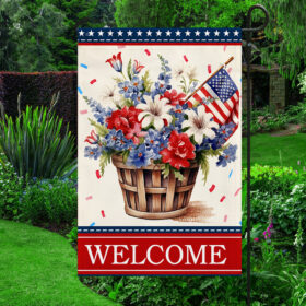 Welcome Floral Patriotic Flower 4th Of July American Flag TQN1348F