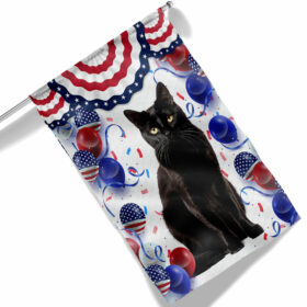 Patriotic Black Cat 4th Of July Independence Day Flag TQN1298F