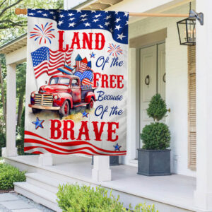 Red Truck, Country Truck Happy 4th of July, Land of The Free Because Of The Brave American Flag TPT894F