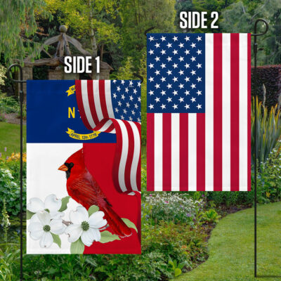 North Carolina State Cardinal and Dogwood Flower Two-Sided Flag MLN1258Fv4