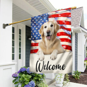 Golden Retriever Dog Welcome American Flag TQN1376F