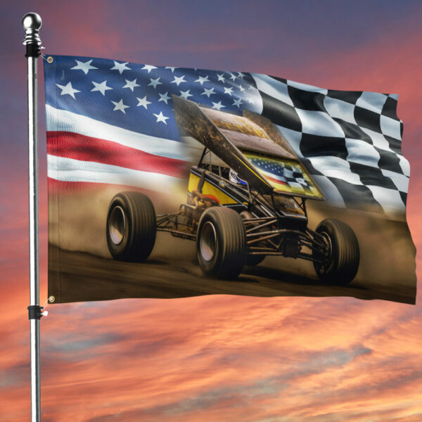 Sprint Car Dirt Track Racing American Grommet Flag TQN1387GF