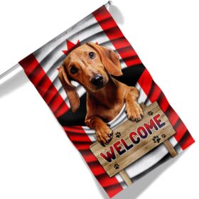 Red Dachshund Dog Welcome Canada Flag TQN1311F