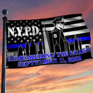 N.Y.P.D. Thin Blue Line 911 Patriot Day Remembering The Fallen Grommet Flag MLN1599GF
