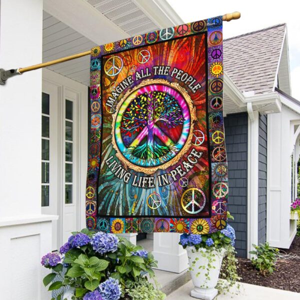 Hippie Peace Sign Tree Of Life Hippie Flag TPT1002F
