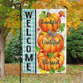 Welcome Fall Autumn Thanksgiving Pumpkin Thankful Grateful Blessed TQN1553F