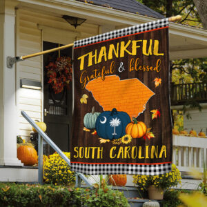 Fall South Carolina Flag Thanksgiving Thankful Grateful And Blessed TQN446Fv3