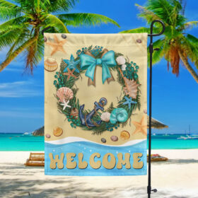 Welcome Summer Coastal Beach Wreath Flag TQN1502F