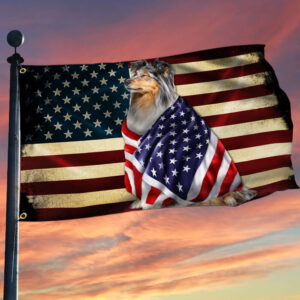 Sheltie American Patriot Grommet Flag TPT991GF