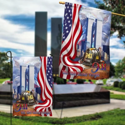911 Patriot Day Firefighter Flag 9/11 Never Forget TQN389F