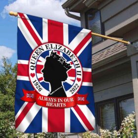 Queen Elizabeth II Memorial Always In Our Hearts Union Jack Flag MLN1652F