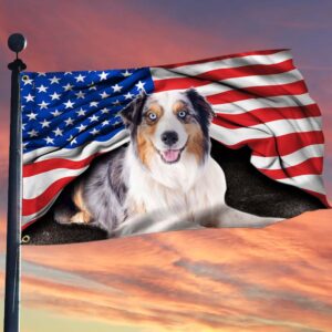 Australian Shepherd Patriotic Dog American Grommet Flag THH3345GF