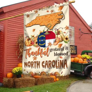 Thanksgiving North Carolina Flag Thankful Grateful And Blessed Pumpkin Fall Flag TPT1130Fv4