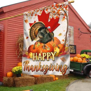 Happy Thanksgiving, Turkey Pumpkin Harvest Canada Flag TPT1128F