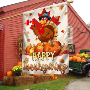 Happy Thanksgiving, Turkey Pumpkin Harvest Canada Flag TPT1131F