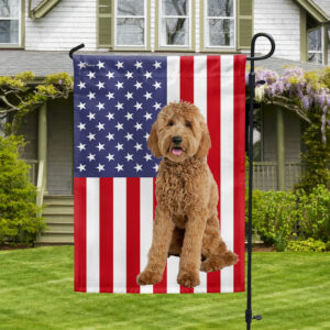 Goldendoodle Flag Dog American Flag QTR563Fv1