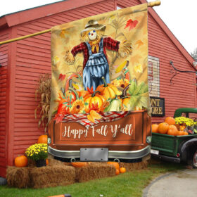 Happy Fall Y'all Scarecrow Flag TQN1742F