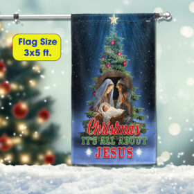 Christmas Tree Nativity O Holy Night Flag Christmas It's All About Jesus MLN2028F