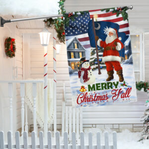 Santa Claus Merry Christmas Y'all American South Carolina Flag TPT1305Fv1