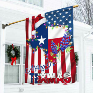 Texas Christmas State Merry Texmas Bluebonnet American Flag MLN1999F