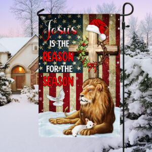 Lion of Judah Jesus Christ Cross Christmas Flag Jesus Is The Reason For The Season MLN1989F