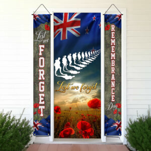 Lest We Forget. New Zealand Remembrance Day Veterans Door Cover & Banners TPT1271CB