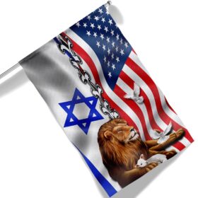 Jewish Israel, Lion Of Judah Israel American Flag  MLN1984F