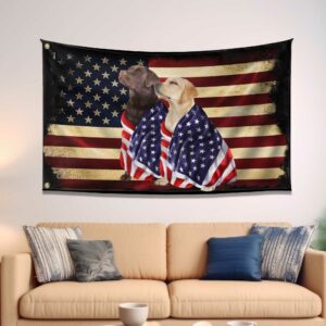 Chocolate Labrador And Yellow Labrador Retrievers Patriotic American Flag TPT1265GF