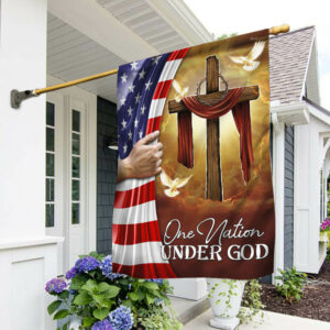 One Nation Under God Christian Cross American Flag TPT1317F
