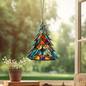 Stained Glass Christmas Tree Acrylic Hanging Sign TQN1905HS