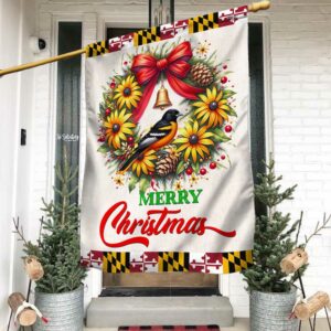 Black-Eyed Susan Christmas Wreath and Baltimore Oriole Maryland Flag TPT1304F