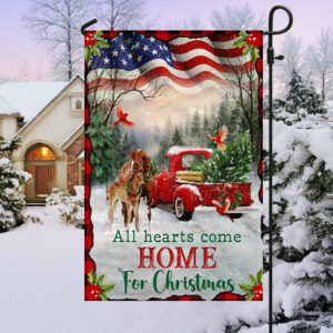 Christmas Horse All Hearts Come Home For Christmas Flag MLN2041F