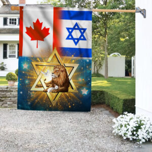 Jewish Israel Canada Flag, Lion Of Judah Israeli Canadian Flag TQN1904F