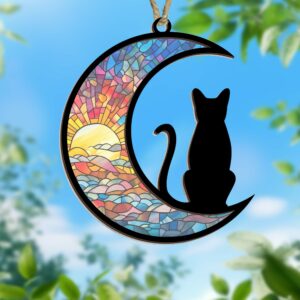 Black Cat On The Moon Suncatcher Ornament TQN1673TDH