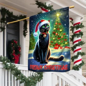 Black Cat Meowy Christmas Flag TQN1969F