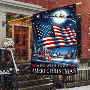 We Wish You Ameri Christmas Santa American Flag TPT1314F
