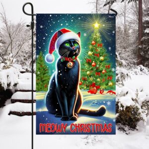 Black Cat Meowy Christmas Flag TQN1969F